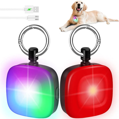 HIFORT Dog Collar Light 2 Packs 4 Modes Dog Collar Lights for Nighttime Clip on High Capacity USB Rechargeable Dog Light IP68 Waterproof Dog Lights for Night Walking Running Camping